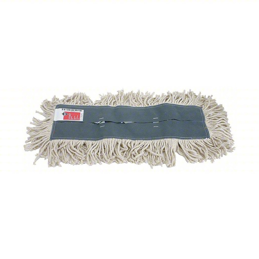 2 ct TOUGH GUY Dust Mop Tie On, Cotton, 36 in Wd, Gray/White Slide On Disposable